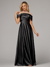 cheap CHAMPAGNE-A-Line Evening Gown Elegant Dress Formal Floor Length Short Sleeve Illusion Neck Satin with Ruched Beading