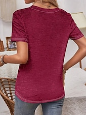 cheap Art&amp;Design tee-Women&#039;s T Shirt Heart Casual Short Sleeve Round Neck Regular Tops Daily Print Pink Blue Purple Summer
