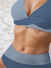 abordables Bikini-Maillots de bain pour femmes Bikini Maillot de bain à contraste de couleurs Couleur unie Mode élégante Maillots de bain