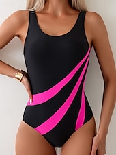 voordelige Eendelige badpakken-Dames Zwemkleding Een stukje Monokini Zwempak Blote rug Buikcontrole Hoge taille Slank Vakantie Strand Kleding Kleurenblok U-hals Mouwloos Badpakken