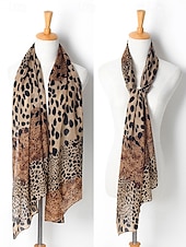 billiga Halsdukar för kvinnor-lättvikts leopardmönstrad chiffonghalsduk – snygg omslag med djurtryck för kvinnor, perfekt för vardagskläder, resor och alla årstider