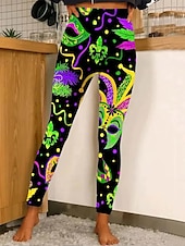 abordables -Pantalones Leggings de Mujer Moda Streetwear de Largo Completo Cintura Alta Estampado Gráfico Térmico Cálido Transpirable Suave Microelástico al Aire Libre Diario Verde Otoño Invierno Ajuste Regular