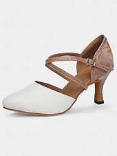abordables Chaussures de danses latines-chaussures de danse latine classiques en cuir noir pour femmes avec semelle en daim souple et brides croisées | parfaites pour l&#039;entraînement et les performances