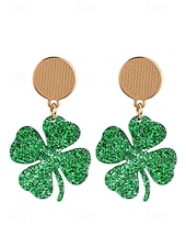 levne Dámská náušnice-ulice. Patrick&#039;s day zelené třpytivé kloboukové náušnice – trojlískový design, zábavné slavnostní šperky pro ženy, ideální pro irské oslavy a sváteční večírky