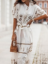 ieftine Rochii tip cămașă-rochie cămașă de damă rochie midi vacanță petrecere afaceri la modă elegantă guler de cămașă nasturi mânecă scurtă vară primăvară grafică lejer
