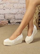 cheap Platform Heels-Women&#039;s Pink Velvet Espadrille Wedge Shoes, Casual Slip-On Platform Flats for Summer and Daily Wear