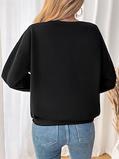 economico Felpe e Sweatshirt Texturizzati-Per donna Di tendenza Informale Manica lunga Girocollo Top regolari Strada Informale Sport Collage Nero Autunno Inverno