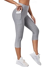 cheap Yoga Leggings &amp; Tights-Women&#039;s Yoga Pants Yoga Leggings Pocket Basic Tummy Control Butt Lift High Waist Yoga Gym Workout Pilates Tights Capri Leggings Fashion Black Pink Red Fall Winter Sports Activewear Stretchy Slim