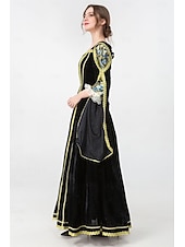 preiswerte Kleid-Mittelalterlich Renaissance Vintage-Kleid Maxi Kleid Glockenärmel Königin Wikinger Einfarbig Quadrathals Kostüm Damen königlich Halloween Karneval Maskerade Abschlussball Festival Erwachsene Kleid