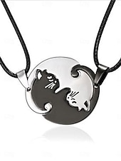 cheap Necklaces &amp; pendants-Necklace Stainless Steel Women&#039;s Fashion Cute Two tone Animal Lovely Round Heart Shape Necklace For Valentine&#039;s Day Birthday Gift