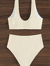 economico Bikini-Per donna Costumi da bagno Bikini 2 pezzi Slip Costume da bagno Schiena scoperta Taglia piccola Festività Abbigliamento mare Tinta unica A V Senza maniche Costumi da bagno