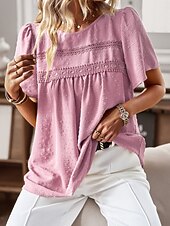 نسائي تي شيرت سهل موضة الحديث كاجوال كم قصير رقبة عالية مدورة قمصان عادية مناسب للبس اليومي عطلة نهاية الاسبوع أبيض وردي بلاشيهغ بني الصيف رخيصةأون قمصان ذات قوام-نسائي تي شيرت سهل موضة الحديث كاجوال كم قصير رقبة عالية مدورة قمصان عادية مناسب للبس اليومي عطلة نهاية الاسبوع أبيض وردي بلاشيهغ بني الصيف