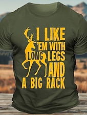 cheap Men&#039;s Graphic T Shirt-Men&#039;s Funny Hunting Deer T Shirt Tee Top 100% Cotton Short Sleeve Graphic Shirt Black Army Green Dark Blue Comfortable Tee Street Sports Outdoor Fashion Designer Clothing