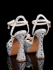cheap Wedding &amp; Special Occasion Shoes-Women&#039;s Glamorous Crystal-Embellished Platform Sandals with Ankle Strap | Perfect for Weddings and Special Occasions