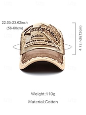 cheap Men&#039;s Hats-Men&#039;s Vintage Distressed Baseball Cap – Embroidered Patch Design, Casual Adjustable Hat for Outdoor Sports, Travel, and Everyday Wear