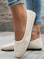 abordables Ballerines femme-ballerines en tricot bleu pour femmes avec semelle intérieure coussinée - chaussures confortables et élégantes pour le travail et le quotidien