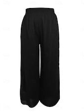 economico gamba larga e vita alta-Per donna A zampa Chino Di tendenza Streetwear Lunghezza intera Vita alta Liscio Cinturino elastico comodo Morbido Comodo Media elasticità Esterno Strada Nero Estate Standard