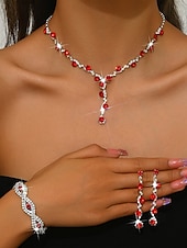 cheap Women&#039;s Necklace-Elegant Rhinestone Jewelry Set for Women, Includes Necklace, Earrings, and Bracelet, Perfect for Weddings, Parties, and Formal Events