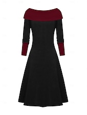 billige Kjoler-Retro / vintage 1950-tallet Punk og gotisk Kjoler Strikkekjole Flare kjole Kostyme Dame Nytt År Fest Fritid / hverdag Utdrikningslag Voksne Kjole