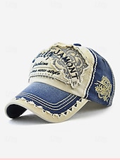 cheap Men&#039;s Hats-Men&#039;s Vintage Distressed Baseball Cap – Embroidered Patch Design, Casual Adjustable Hat for Outdoor Sports, Travel, and Everyday Wear
