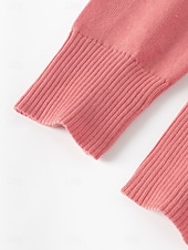 economico Cardigan e capispalla-Per donna Felpa Cardigan Informale Morbido Colore puro A coste Colletto alla coreana Bottoni Lavorato a maglia Manica lunga Top regolari Maglia Esterno Giornaliero Fine settimana Rosa Cammello