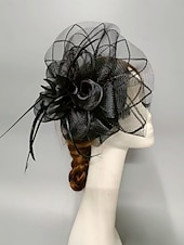billige Coiffer-fascinators Nett slørhatt Bryllup Damenes dag Med Fjær Kronblader Hodeplagg Hodeplagg