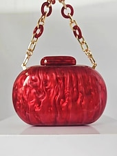 voordelige Clutches &amp; Avondtasjes-Dames Koppeling Avondtasje Schoudertassen Acryl Feest Bruiloft Ketting Multi-dragen Effen Kleur Amandel Zwart Wit