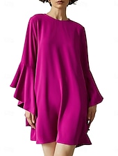 preiswerte Blumenkleider-Damen Minikleid Elegantes Kleid Elegant Kuschelig Stilvoll Urlaub Party Täglich Regular Fit Glatt Langarm Rundhalsausschnitt Rosa Frühling Herbst