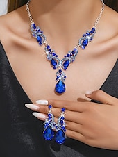 abordables Collier pour femme-ensemble de bijoux en cristal vert pour femme avec collier en forme de larme et boucles d&#039;oreilles assorties, style élégant pour les mariages et les événements formels
