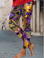 levne -Dámské legíny kalhoty Móda Streetwear Plné délky Vysoký pas Grafický potisk Termální Teplé Prodyšné Měkké Mikro-elastické Venku Každodenní Černá Podzim Zima Regular Fit