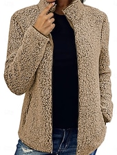 Жен. Зимнее пальто Зимняя куртка на открытом воздухе Для улицы Повседневные Осень Зима Обычная Пальто Стандартный Сохраняет тепло Дышащий Современный Стиль Жакеты Длинный рукав Сплошной цвет Недорогие Шерпа куртки-Жен. Зимнее пальто Зимняя куртка на открытом воздухе Для улицы Повседневные Осень Зима Обычная Пальто Стандартный Сохраняет тепло Дышащий Современный Стиль Жакеты Длинный рукав Сплошной цвет