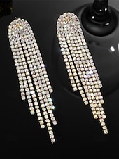 voordelige Huwelijk ACC-dames oorbellen met strass-kwast - sprankelende statement sieraden voor bruiloften, feesten en avondevenementen