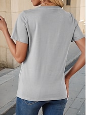 ieftine Umor &amp; Citate tricou-Pentru femei Tricou Câțel Scrisă Casual Manșon scurt Rotund Topuri obișnuite Zilnic Imprimeu Gri Vară