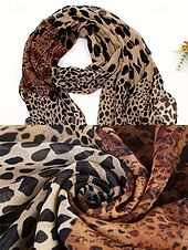 billiga Halsdukar för kvinnor-lättvikts leopardmönstrad chiffonghalsduk – snygg omslag med djurtryck för kvinnor, perfekt för vardagskläder, resor och alla årstider