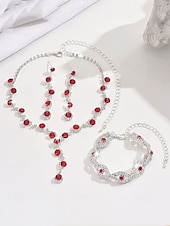 cheap Women&#039;s Necklace-Elegant Rhinestone Jewelry Set for Women, Includes Necklace, Earrings, and Bracelet, Perfect for Weddings, Parties, and Formal Events
