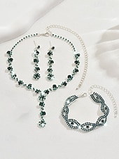 cheap Women&#039;s Necklace-Elegant Rhinestone Jewelry Set for Women, Includes Necklace, Earrings, and Bracelet, Perfect for Weddings, Parties, and Formal Events