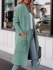 preiswerte Strickjacken und Oberbekleidung-Damen Freizeitjacke Outdoor Tasche Feste Farbe Windundurchlässig Modisch Regular Fit Oberbekleidung Langarm Herbst Blau S