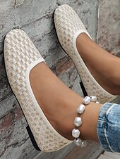 abordables Ballerines femme-ballerines en tricot bleu pour femmes avec semelle intérieure coussinée - chaussures confortables et élégantes pour le travail et le quotidien