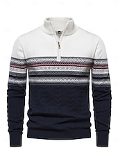 cheap Men&#039;s Golf Clothing-Men&#039;s Sweater White Dark Navy Navy Blue Long Sleeve Top Golf Attire Clothes Outfits Wear Apparel