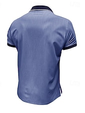 ieftine Polo clasic pentru bărbați-Bărbați Tricouri polo Camasa de blugi Casual Stradă Rever Guler polo cu nervuri Manșon scurt De Bază Modern Simplu Buzunar Bloc de Culoare Vară Primăvară Fit regulat Albastru piscină Negru