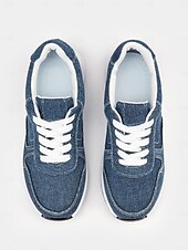 cheap Women&#039;s Sneakers-Women&#039;s Stylish Denim Sneakers with White Sole | Perfect for Casual and Everyday Wear