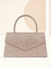 voordelige Clutches &amp; Avondtasjes-Dames Koppeling Avondtasje Schoudertassen Klep tas Polyesteri Feest Bruiloft Ketting Grote capaciteit Multi-dragen Effen Kleur Zilver Zwart Lichtbruin