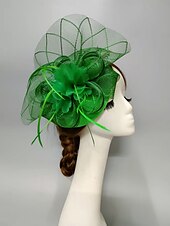 billige Coiffer-fascinators Nett slørhatt Bryllup Damenes dag Med Fjær Kronblader Hodeplagg Hodeplagg