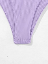 billiga Bikiniset-Dam Badkläder Bikini 2 st Kaxig Baddräkt Öppen rygg Smal Semester Standkläder Ensfärgat Ärmlös Baddräkter