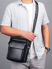 levne Pánské tašky-pánská hnědá černá crossbody kabelka z umělé kůže s nastavitelným ramenním popruhem - stylová a praktická taška přes rameno, messenger taška do práce, na cesty i každodenní nošení