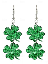 levne Dámská náušnice-ulice. Patrick&#039;s day zelené třpytivé kloboukové náušnice – trojlískový design, zábavné slavnostní šperky pro ženy, ideální pro irské oslavy a sváteční večírky
