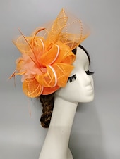 billige Coiffer-fascinators Nett slørhatt Bryllup Damenes dag Med Fjær Kronblader Hodeplagg Hodeplagg