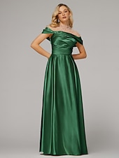 cheap CHAMPAGNE-A-Line Evening Gown Elegant Dress Formal Floor Length Short Sleeve Illusion Neck Satin with Ruched Beading