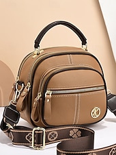economico Borse a Tracolla-borsa a tracolla da donna in similpelle rossa con tracolla regolabile, più scomparti con cerniera e design compatto: perfetta per lavoro, viaggi e uso quotidiano
