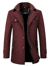 economico Trench da uomo-Per uomo Cappotto invernale Cappotto di lana Cappotto Attività commerciale Abbigliamento da lavoro Inverno Lana Antivento Caldo Capispalla Abbigliamento Essenziale Indicato per i polsi Tinta unita